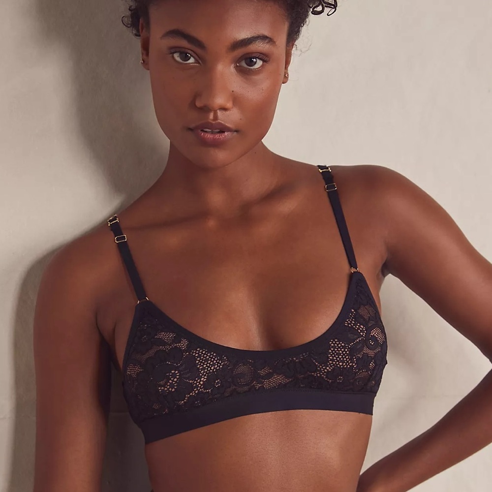Revolve Free People We Are Hah Black‎ Guard Her Lace Bra Large